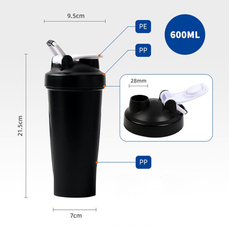 Protein Shaker Tumbler Manufacturer - Marketing Promotion Gift 600ml White Bpa Free Plastic Sport Workout Gym with Custom Logo