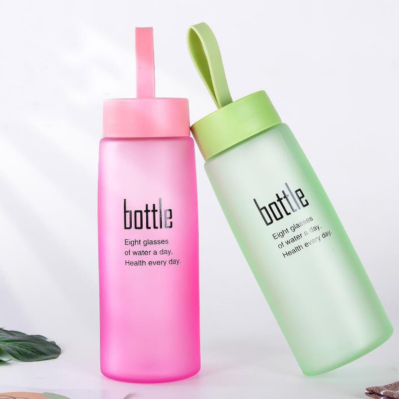 Frosted Water Bottle Manufacturer - 16oz Red Portable Marketing Advertising Gift for Juice Tea Drinking with String Lanyard