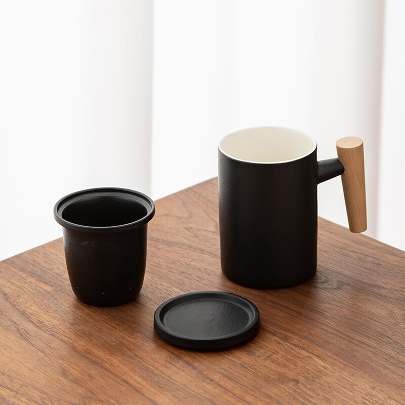 Ceramic Tea Infuser Mug Manufacturer - Corporate Business Gift Creative Matte Sublimation with Lid and Bamboo Handle