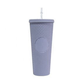 Studded Tumbler Cup Manufacturer - Festival Gift 24oz Matte Double Wall Grey for Milk Tea Coffee with Straw