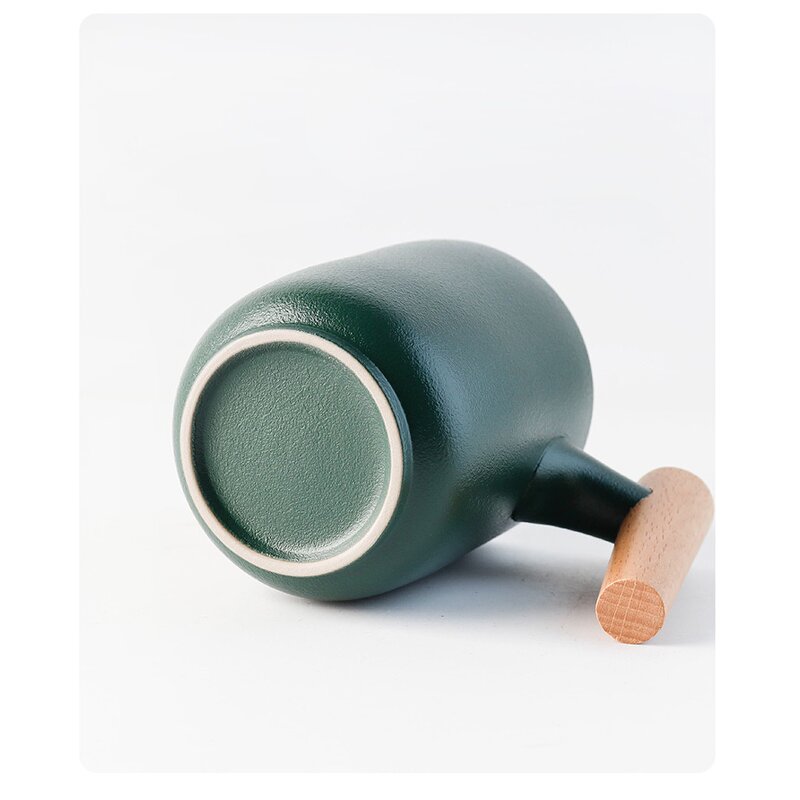 Ceramic Tea Infuser Mug Manufacturer - Promotional Business Gift 11oz Blank Matte Glaze Sublimation Home Office with Lid Bamboo Handle