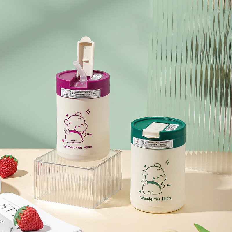 Teddy Bear Glass Cups Manufacturer - Wholesale Baptism Giveaway Gifts 400ml Green Double Wall with Lids Straw Direct Drinking Eco-Friendly