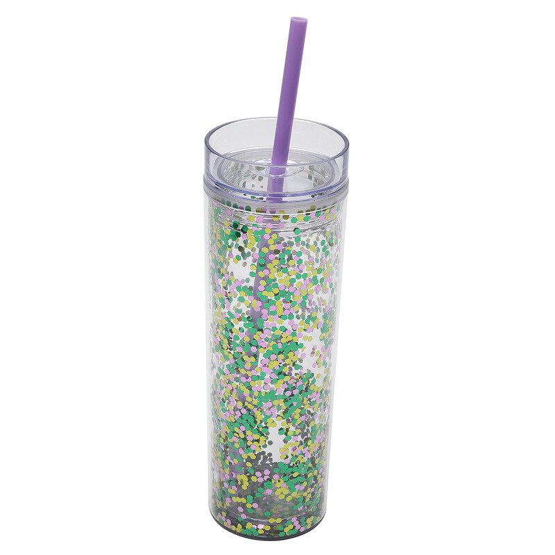 Acrylic Tumbler Manufacturer - Customized 16oz Clear Double-Walled Snow Globe DIY Baptism Giveaway Gifts Shimmer Glitter Straw