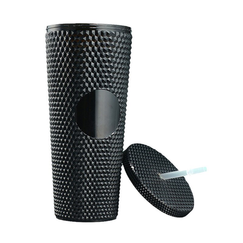 Studded Drink Coffee Tumbler Manufacturer - Promotional Gift 30oz 1000ml Pink with Logo Straw and Lid