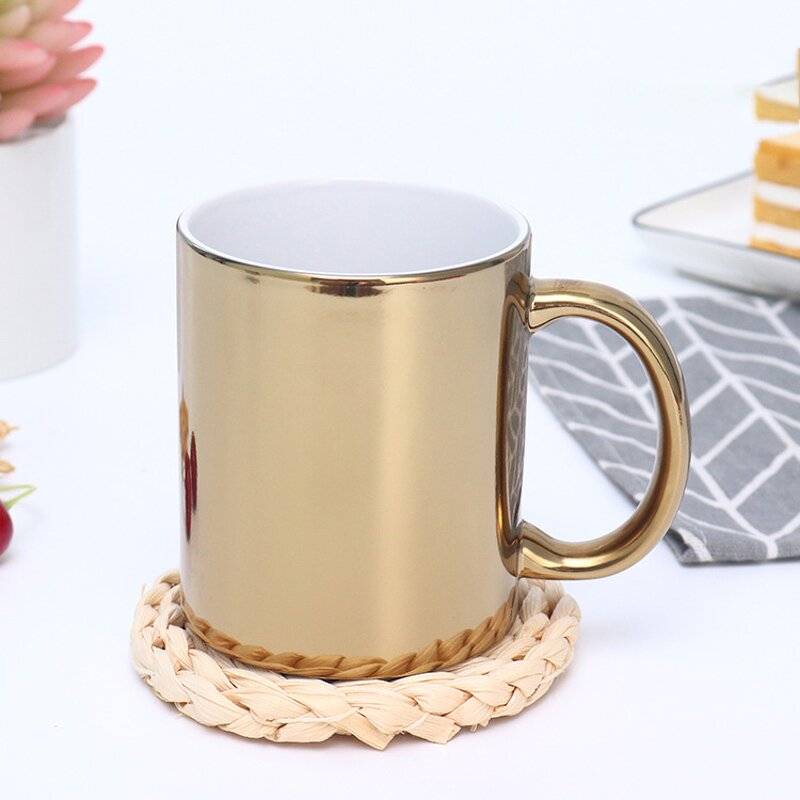 Ceramic Cup Mug Manufacturer - Wholesale DIY 11oz Blank Electroplated Iridescent Silver Gold Sublimation Printing Glaze
