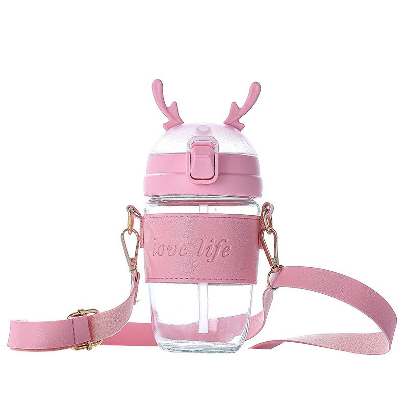 Coffee Glass Cup Carrier Manufacturer - Ladies Promotional Set Portable Cross Body Reindeer Lid Shoulder Straw Water Bottle Accessories