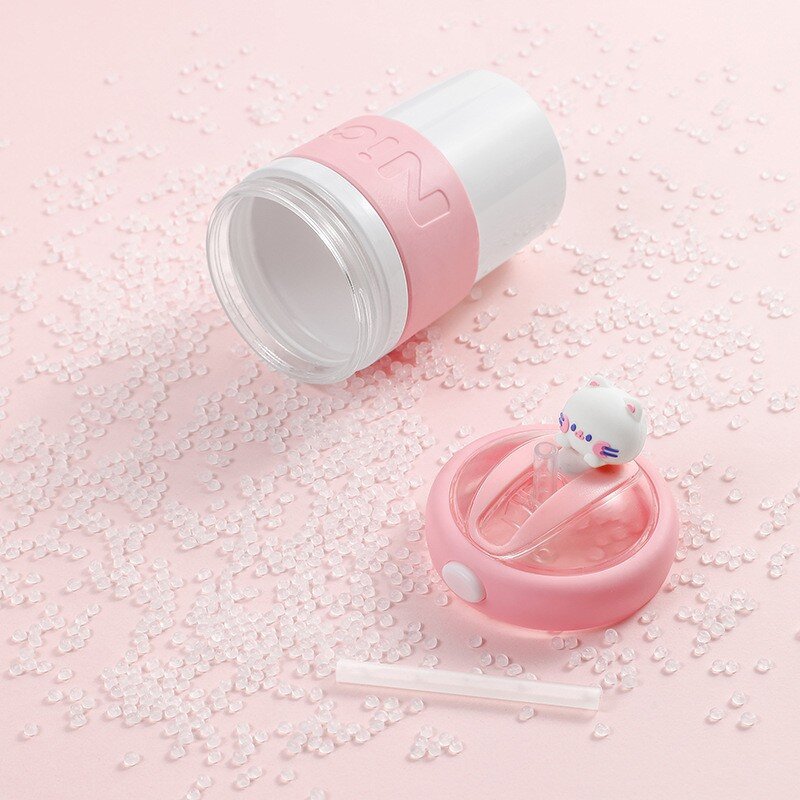 Glass Water Bottle Manufacturer - Cute Bear Design Transparent Leak-Proof with Lid Straw for Coffee Milk Tea Portable