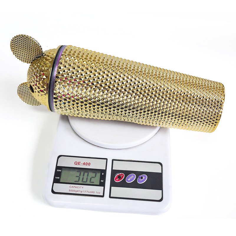 Studded Tumbler Cup Manufacturer - Luxury Business Gift 24oz Double Wall Electroplated Bling Gold Pink Mouse with Straw