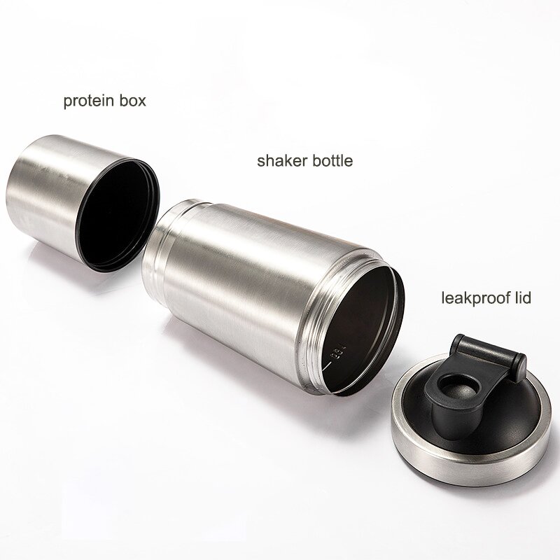Gym Coffee Protein Shaker Manufacturer - Wholesale 600ml Single Wall Stainless Steel Hiking with Power Storage Compartment