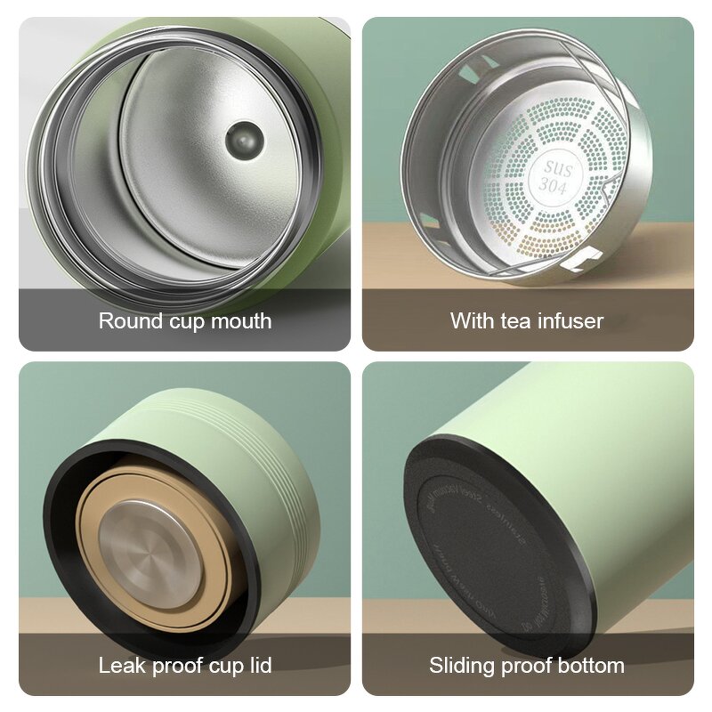 Smart Water Bottle Manufacturer - Custom Logo Business Gift Green H4.0 500ml Stainless Steel Thermos Gym Sports Replaceable Battery