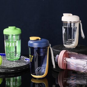 Protein Tumbler Manufacturer - High Quality 20 oz Portable Green Clear Gym Sports Water Bottle Business Gift with Mixing Ball