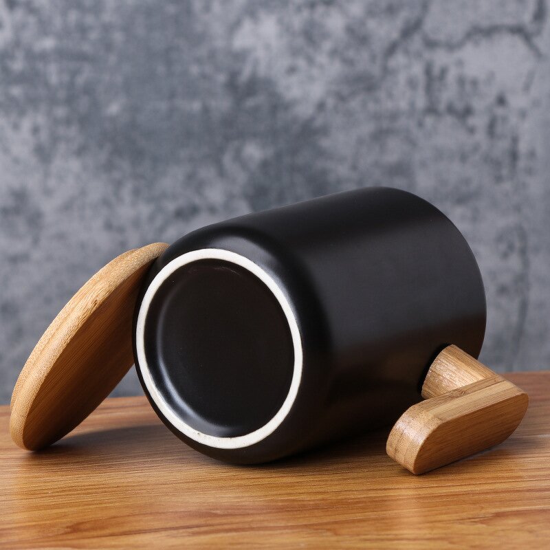 Ceramic Milk Coffee Cup Manufacturer - Custom Logo 380ml Green White Blank Porcelain for Sublimation with Bamboo Lid Handle