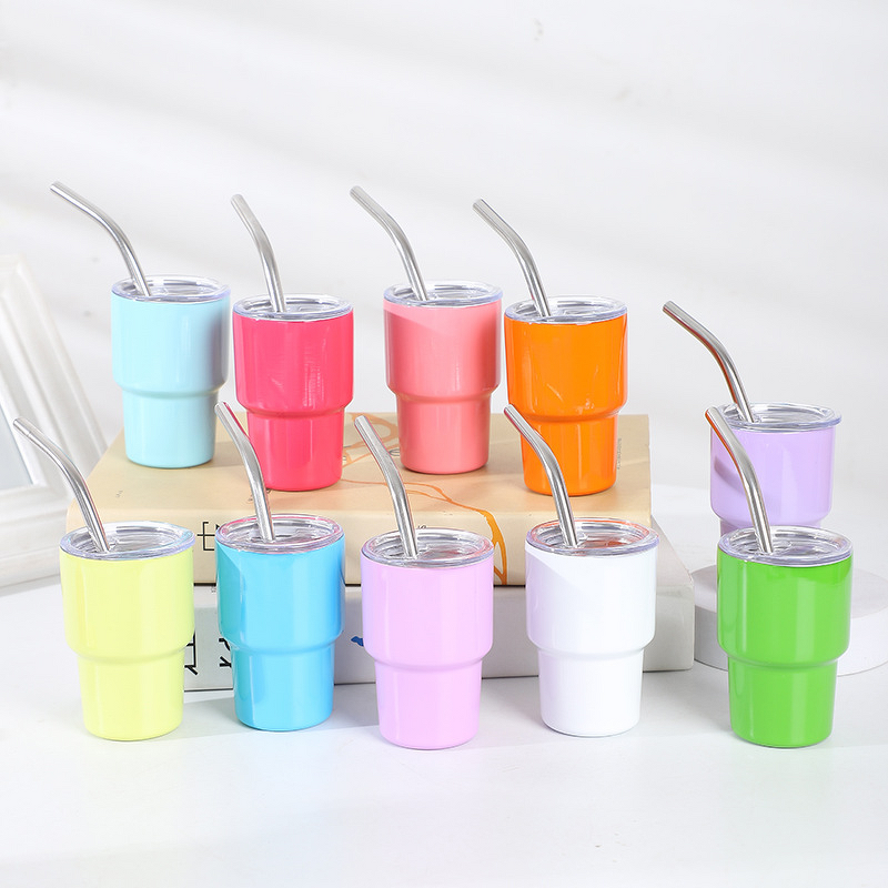 Tumbler Shot Glasses Manufacturer - 2oz Stainless Steel Espresso Cup Mini Metal with Straw and Lid