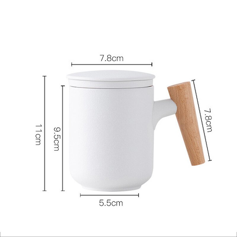 Ceramic Tea Infuser Mug Manufacturer - Promotional Business Gift 11oz Blank Matte Glaze Sublimation Home Office with Lid Bamboo Handle
