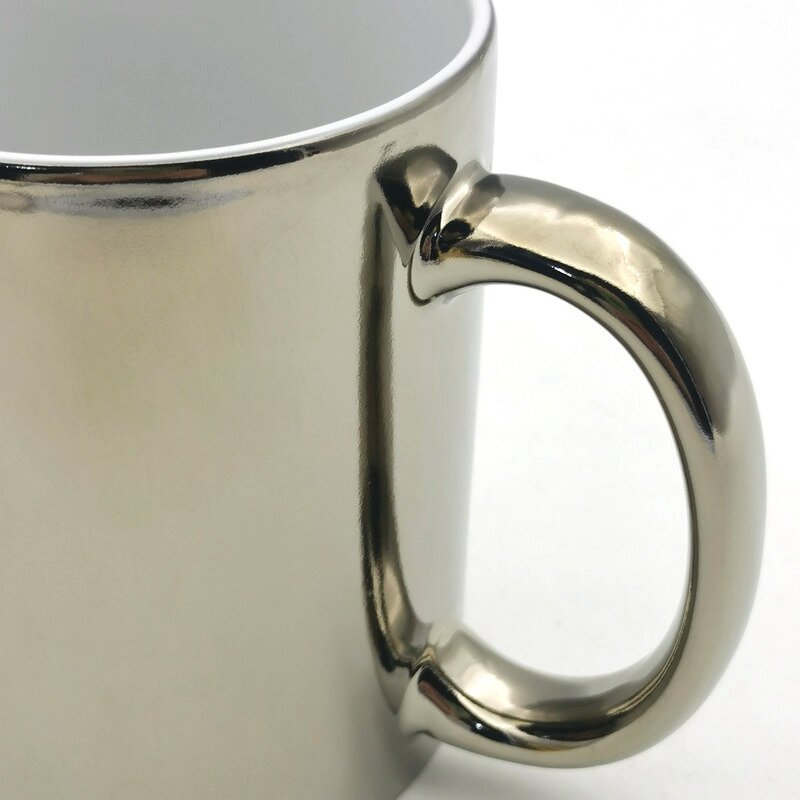 Ceramic Cup Mug Manufacturer - Wholesale DIY 11oz Blank Electroplated Iridescent Silver Gold Sublimation Printing Glaze