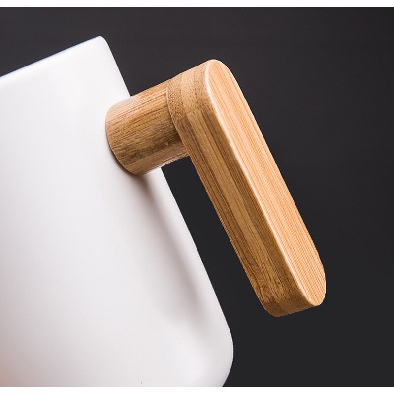 Ceramic Milk Coffee Cup Manufacturer - Custom Logo 380ml Green White Blank Porcelain for Sublimation with Bamboo Lid Handle