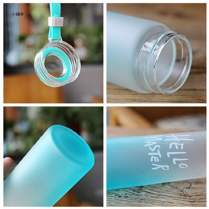 Glass Water Bottle Manufacturer - Wholesale 400ml Portable Frosted Gradient with Lid and String Direct Drinking Promotional Giveaway
