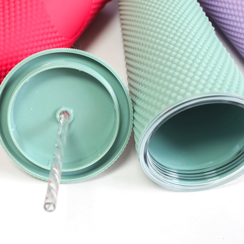 Studded Cup Tumbler Manufacturer - Luxury 24oz Reusable Multi-color Matte Double Wall Insulation with Lid and Bow