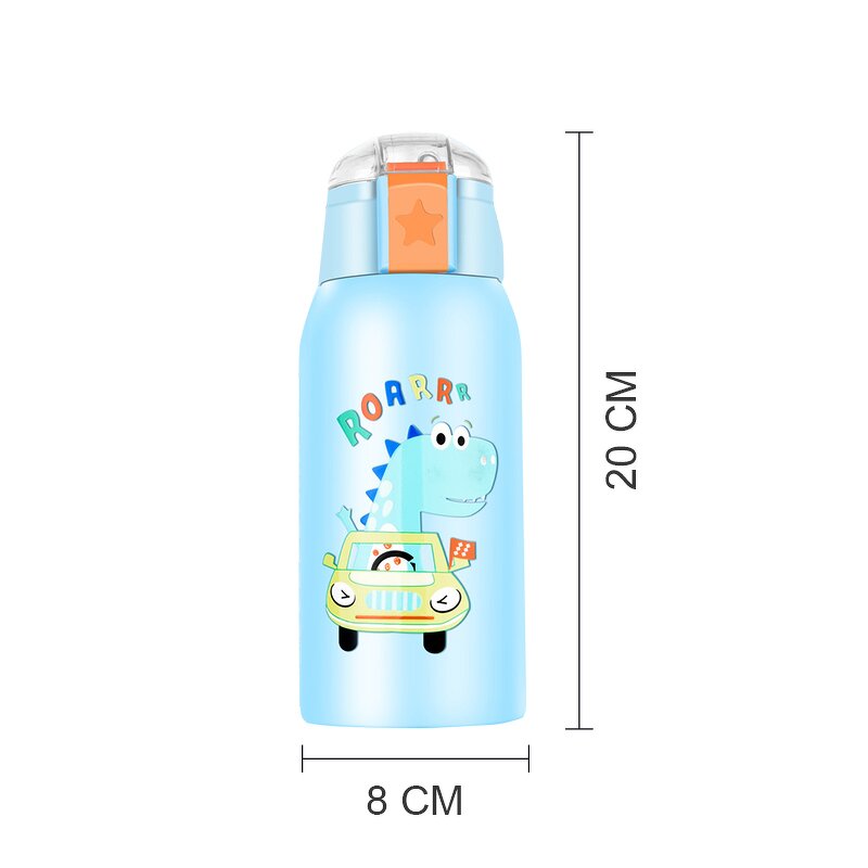 Kids Tumbler Thermos Manufacturer - 500ml Stainless Steel Cute Cartoon Led Vacuum Flask with Straw Thermal Water Bottle