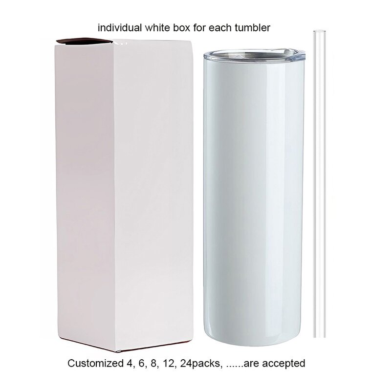 Sublimation Tumbler Manufacturer - Wholesale Stainless Steel Straight Double Wall Blank Skinny DIY 20oz Flat Edge with Lid Straw