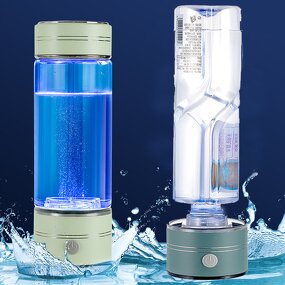 Hydrogen Rich Water Bottle Manufacturer - Corporate Gift 2-in-1 Green 14oz Anti-Aging Ionized SPE PEM 5000 Ppb Eco-Friendly Stainless Steel