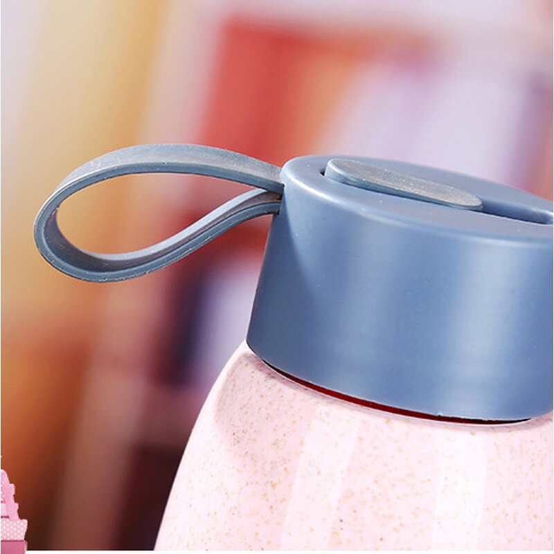 Wheat Straw Glass Water Bottle Manufacturer - Ins Style Cheap Advertising Business Gift 12oz Eco-friendly with Strap