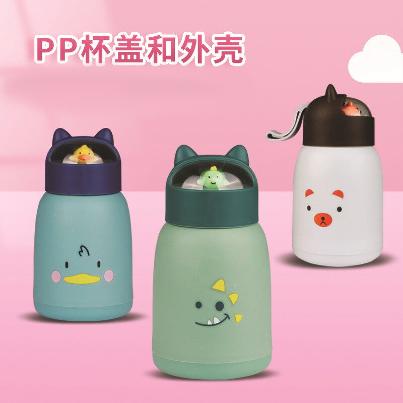 Kids Glass Water Bottle Manufacturer - Novel Eco-Friendly Direct Drinking Back to School 12oz Blue Cartoon Double Wall Leakproof with Rope