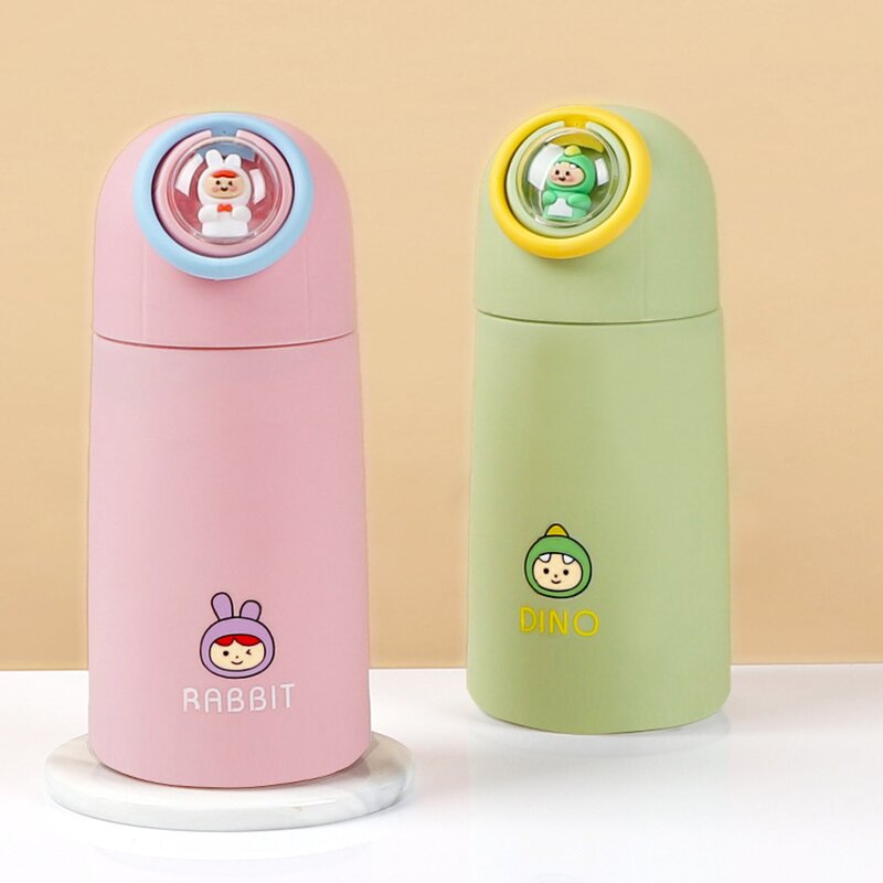 Double-layer Glass Water Bottle Manufacturer - New Cute Cartoon Portable Mini 13oz with Hidden Handle