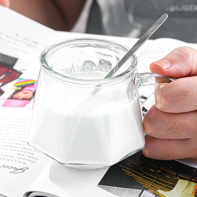 Glass Mug Manufacturer - Best-selling Ins Style Ladies Home Creative Couple 12oz with Spoon Lid Anti-scald for Coffee Milk Juice