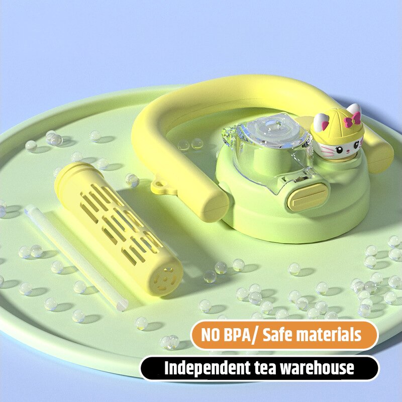 Children Water Bottle Manufacturer - Large-capacity Double Drinking Carrying Pot Leak Proof Stainless Steel Insulated with Straw