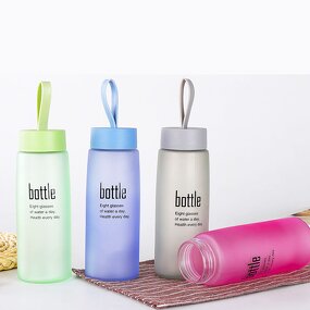 Frosted Water Bottle Manufacturer - 16oz Red Portable Marketing Advertising Gift for Juice Tea Drinking with String Lanyard