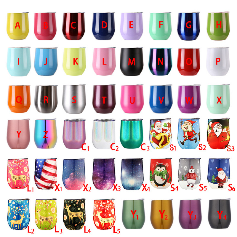 Travel Coffee Cup Manufacturer - 12 oz Custom Logo Business Gift Double Wall Insulated Vacuum Egg Custom Wine Tumbler with Lid