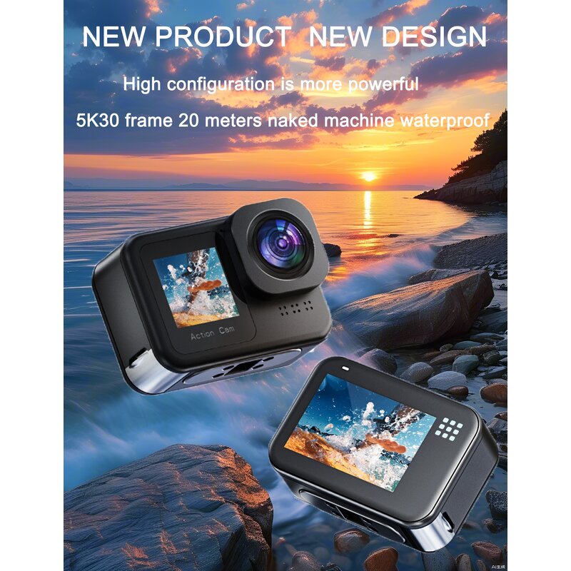 Action Camera Manufacturer - 5K 30FPS Touch Waterproof Dual Colorful Screen 4K with WIFI EIS Remote Control Zoom