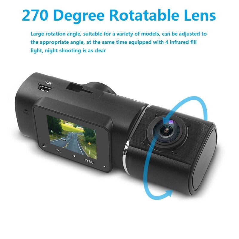 Dash Cam Manufacturer - 1.5 Inch Screen 1080P Dual Lens Interior Camera Recorder 24H Parking Monitor Car Black Box