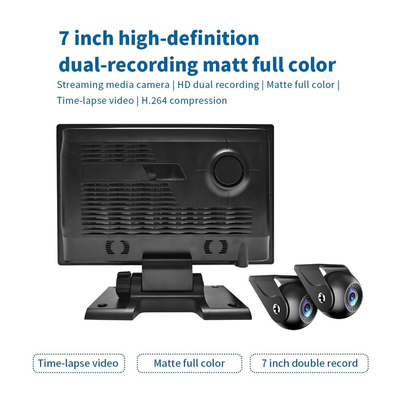 Truck DVR Monitor Manufacturer - 7 Inch Dual Lens 1080P Front Rear Dual Recording AHD Night Vision Reversing Camera 15M Cable