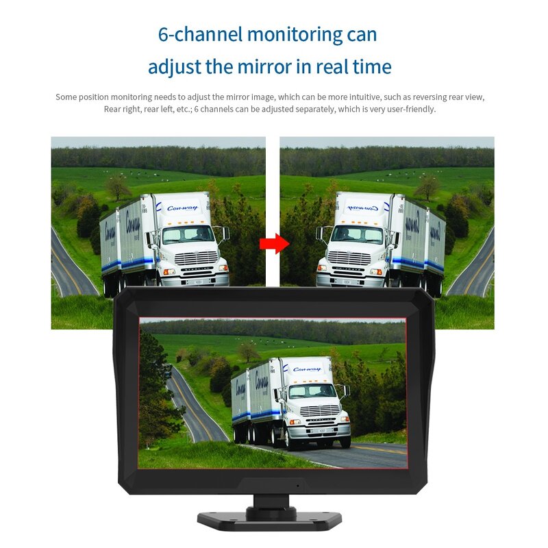 Car Rear View DVR Kit Manufacturer - 10 Inch Touch AHD IPS 6CH Six Split Monitor + 6x AHD 720P 4Pin Reverse Parking for RV Bus Truck
