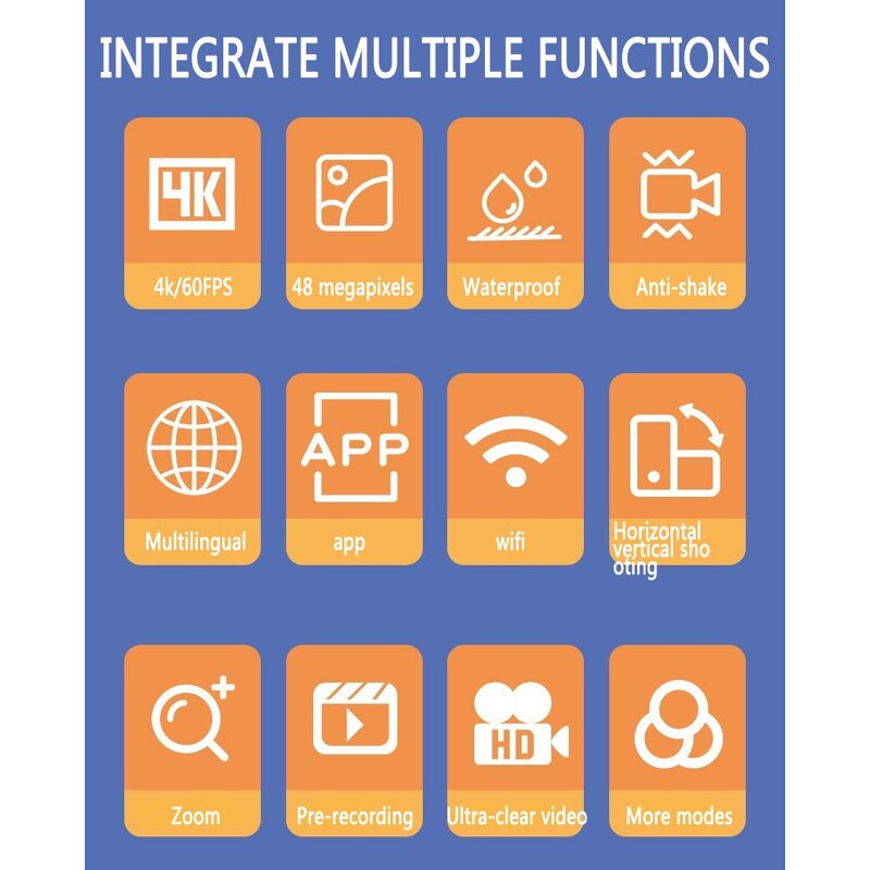 Action Camera Manufacturer - 4K 60FPS Video Camcorder WiFi Handheld 48MP 1.7 Inch Touch Screen Vlogging Image Stabilization