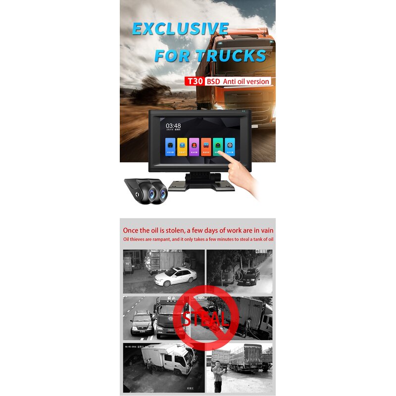 Car DVR Monitor Manufacturer - 7 Inch Touch Screen 4CH 1080P Recorder Vehicle Night Vision Rear View Camera Support BSD