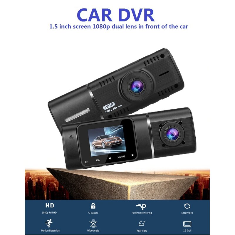 Dash Cam Manufacturer - 1.5 Inch Screen 1080P Dual Lens Interior Camera Recorder 24H Parking Monitor Car Black Box