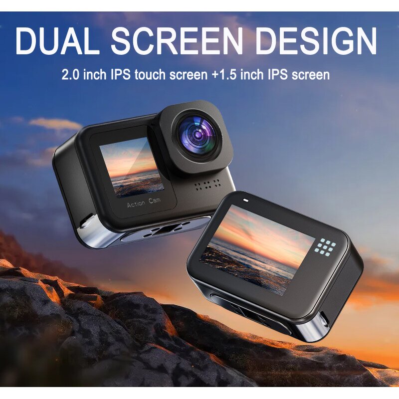Action Camera Manufacturer - 5K 30FPS Touch Waterproof Dual Colorful Screen 4K with WIFI EIS Remote Control Zoom