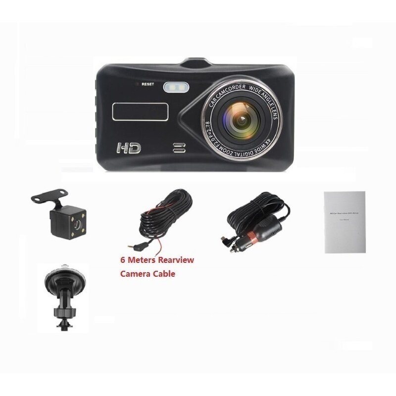 Dash Cam Manufacturer - Hot Sale Dual Lens Car Dvr HD 1080P 4 Inch Touch Screen IPS With Backup Rear Camera Night Vision