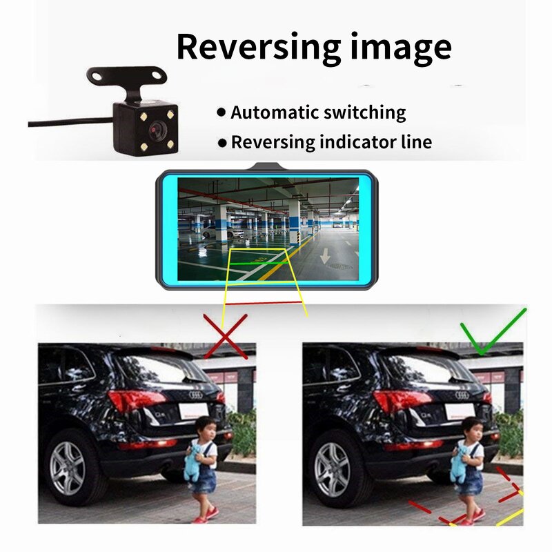 Car Camera DVR Manufacturer - 4.0 Inch IPS Touch Dual Lens Auto Camcorder 24H Parking Video Dash Cam Full HD 1080p Black Box
