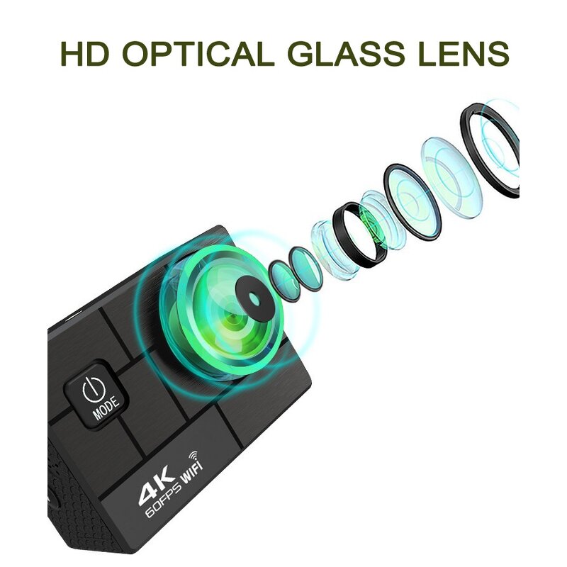 Action Camera Manufacturer - HD 4K 60/30fps 1080P 60fps WiFi 2.4G Hz 170D Underwater Waterproof Helmet Sport