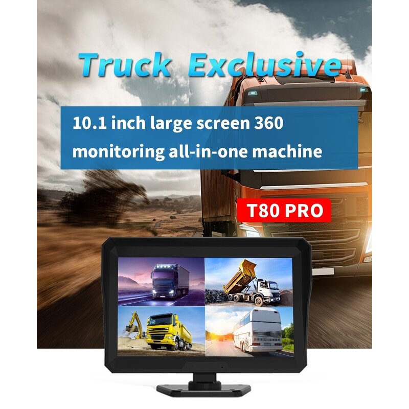 Car DVR Monitor Manufacturer - 10 Inch AHD 4ch Recorder Vehicle Night Vision Rear View Camera Security Split Screen Quad