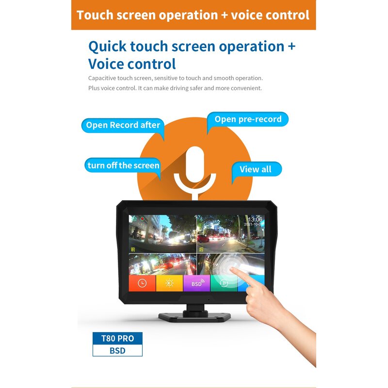 Car DVR Monitor Manufacturer - 10.1 Inch Touch 4CH AHD Recorder Vehicle Night Vision Mini Camera With Audio Card Recording