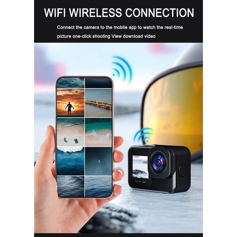 Action Camera Manufacturer - 5K 30FPS Touch Waterproof Dual Colorful Screen 4K with WIFI EIS Remote Control Zoom