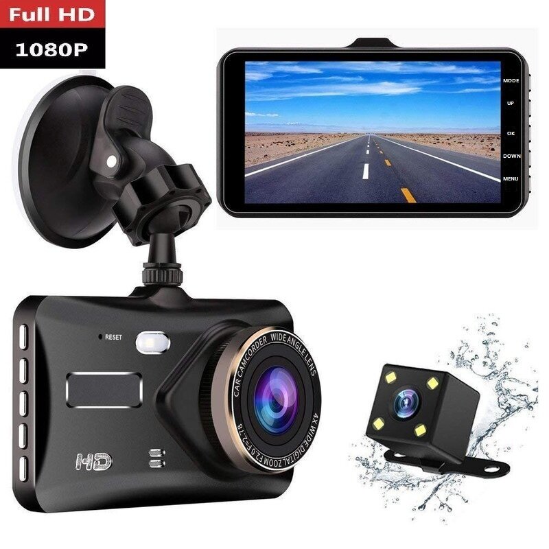 Dash Cam Manufacturer - Hot Sale Dual Lens Car Dvr HD 1080P 4 Inch Touch Screen IPS With Backup Rear Camera Night Vision