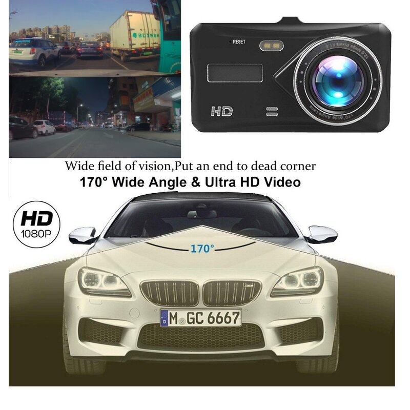 Dash Cam Manufacturer - Hot Sale Dual Lens Car Dvr HD 1080P 4 Inch Touch Screen IPS With Backup Rear Camera Night Vision