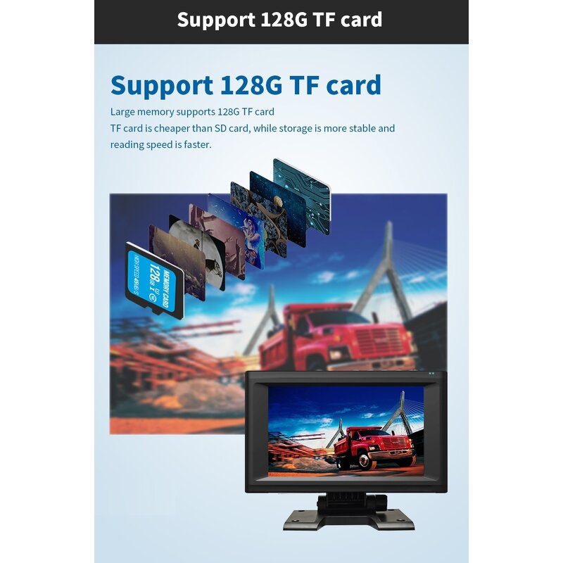 Truck DVR Monitor Manufacturer - 7 Inch Dual Lens 1080P Front Rear Dual Recording AHD Night Vision Reversing Camera 15M Cable