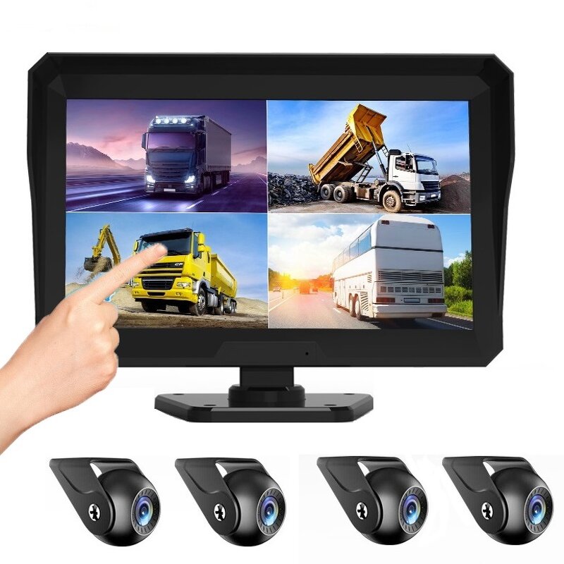 Car DVR Monitor Manufacturer - 10.1 Inch Touch 4CH AHD Recorder Vehicle Night Vision Mini Camera With Audio Card Recording